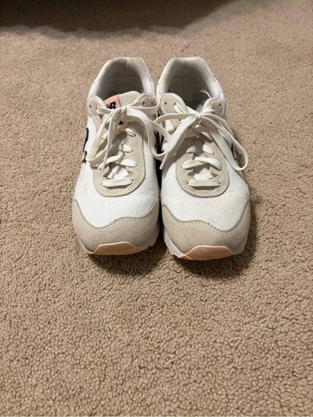 New Balance White Sneakers with Light Pink Accents
